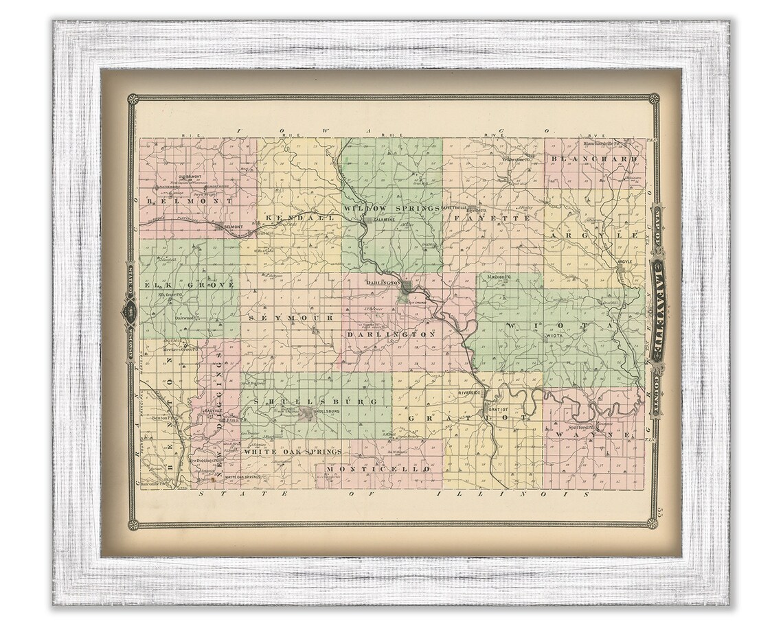 LAFAYETTE COUNTY Wisconsin 1878 Map Replica or Genuine Etsy