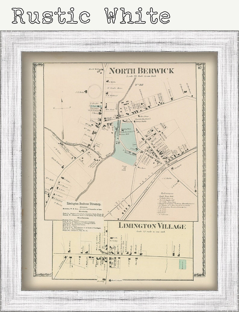 Village of NORTH BERWICK Maine 1872 Map Etsy