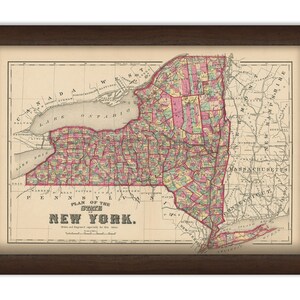 STATE of NEW YORK 1872 Map