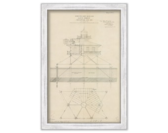 LOVE POINT LIGHTHOUSE, Maryland  - Drawing and Plan of the Lighthouse as it was in 1872