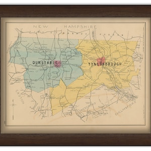 DUNSTABLE and TYNGSBOROUGH, Massachusetts 1889 Map - Replica or Genuine ORIGINAL