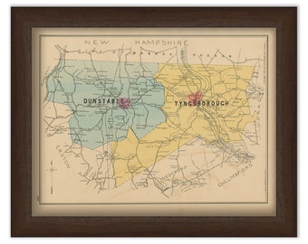 DUNSTABLE and TYNGSBOROUGH, Massachusetts 1889 Map - Replica or Genuine ORIGINAL