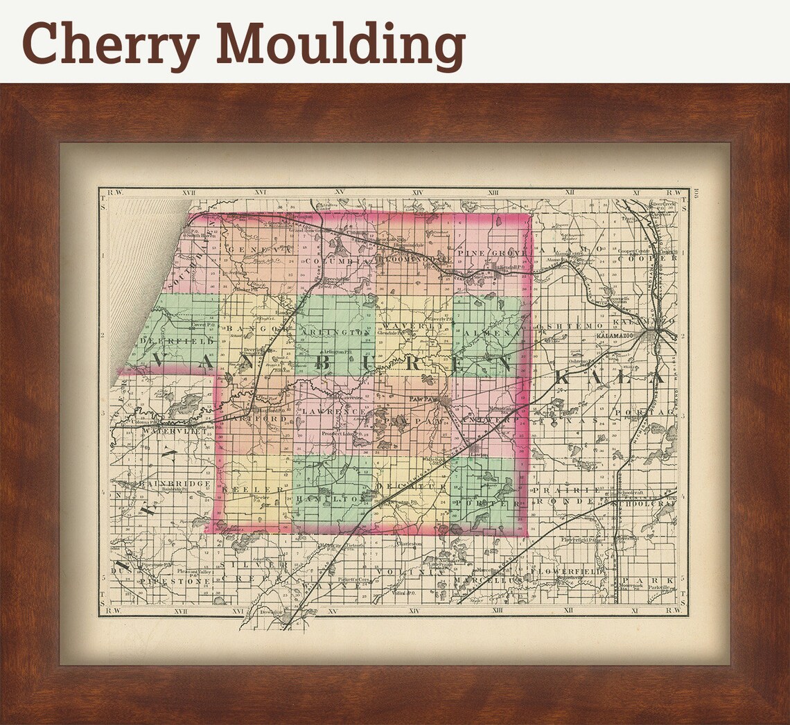VAN BUREN COUNTY Michigan 1873 Map Replica or Genuine Etsy