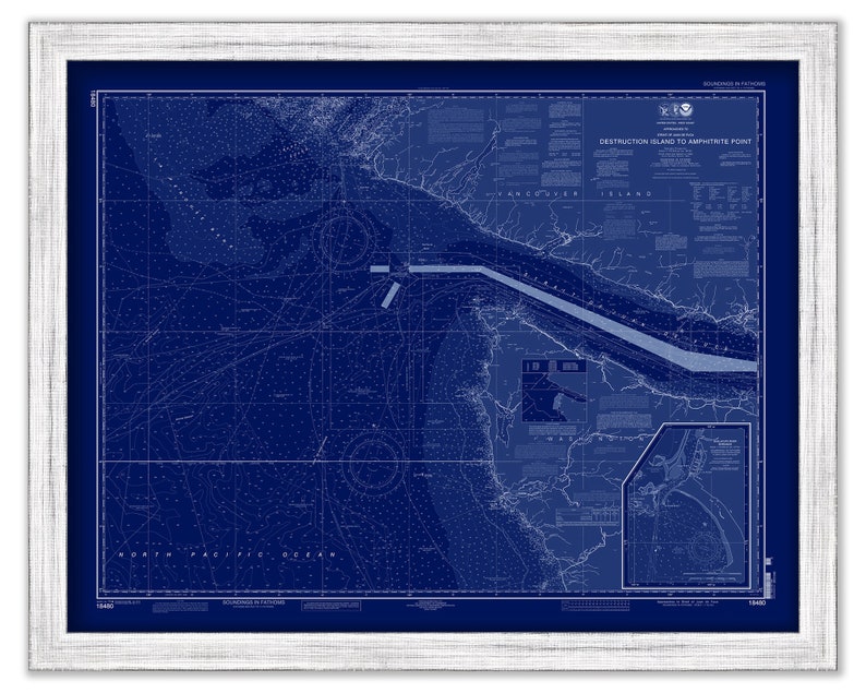 2013 Nautical Chart Blueprint Washington Approaches to Strait of Juan De Fuca