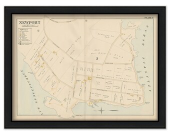 NEWPORT, Rhode Island 1893 Map-Plate F