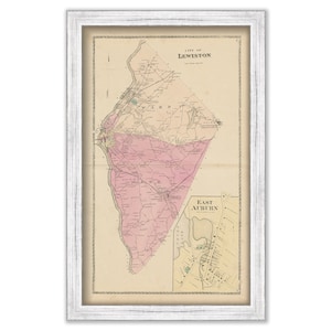 LEWISTON, Androscoggin County, Maine 1873 Map, Replica or GENUINE Original
