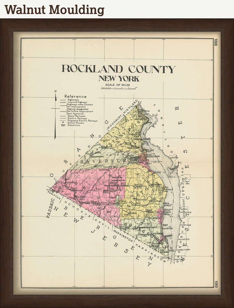ROCKLAND County New York 1912 Map Replica or GENUINE Etsy