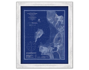 DUTCH ISLAND HARBOR, Narragansett Bay, Rhode Island - Nautical Chart Blueprint by United States Coast and Geodetic Survey 1862
