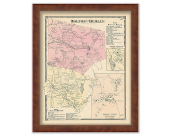 Towns of BOLTON and BERLIN, Massachusetts 1875 Maps
