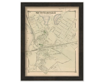 SOUTH FRAMINGHAM, Massachusetts 1875 Map - Replica or Genuine ORIGINAL