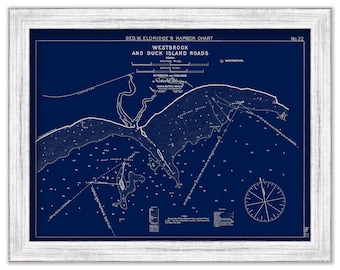 Westbrook and Duck Island Roads, Connecticut - Blue Print - Nautical Chart by George W. Eldridge 1901