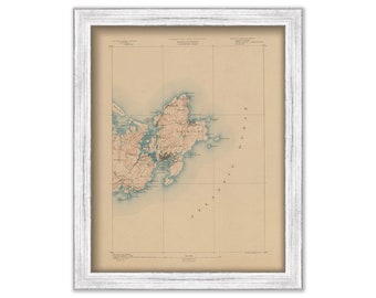 ROCKPORT and GLOUCESTER, Massachusetts 1886 - Topographic Map - Replica and Genuine Original