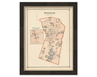 STONEHAM, Massachusetts 1875 Map - Replica or Genuine ORIGINAL