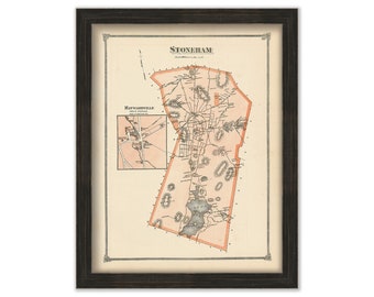 STONEHAM, Massachusetts 1875 Map - Replica or Genuine ORIGINAL