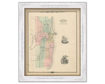 RACINE, Wisconsin 1878 Map, Replica or Genuine Original
