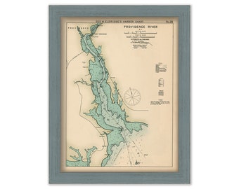 Providence River, Rhode Island - Nautical Chart by George W. Eldridge Colored Version 0326