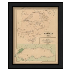 TOWN of HALIFAX, Massachusetts Map 1879-Colored Reproduction