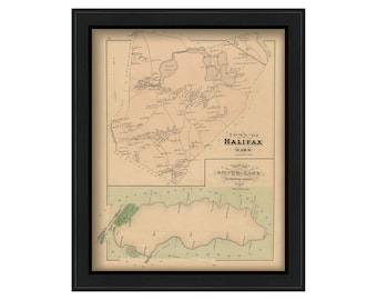TOWN of HALIFAX, Massachusetts Map 1879-Colored Reproduction