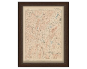 Pittsfield, Richmond, Lenox and Stockbridge, Massachusetts 1890 - Topographic Map - Replica and Genuine Original