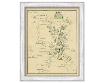 Village of Lenox, Massachusetts 1876 Map-Colored Reproduction