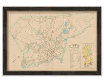 TAUNTON, Massachusetts 1895 Map - Westerly Part - Replica or GENUINE Original