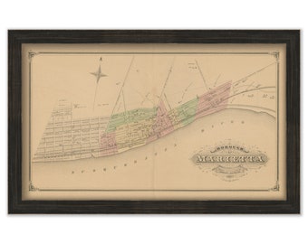 MARIETTA, Pennsylvania 1875 Map - Replica or GENUINE ORIGINAL