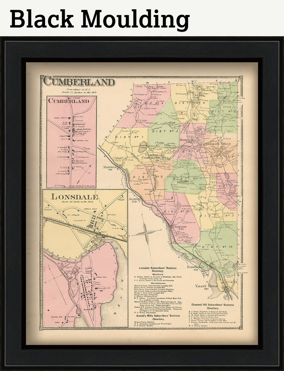 CUMBERLAND Rhode Island 1870 Map Etsy