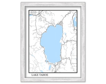 LAKE TAHOE, California/Nevada -  Contemporary Map Poster