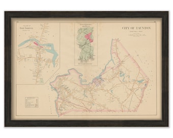 TAUNTON, Massachusetts 1895 Map - Easterly Part - Replica or GENUINE Original