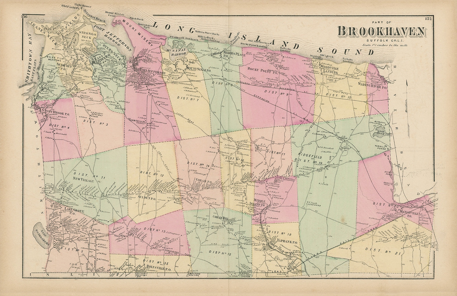 Brookhaven New York 1873 Map Replica and GENUINE ORIGINAL Etsy