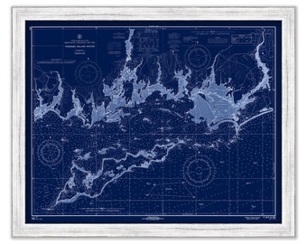FISHERS ISLAND SOUND 1966 - Blueprint Nautical Chart