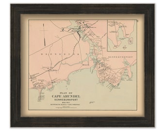 Cape Arundell, KENNEBUNKPORT, Maine 1890 Map, Replica or GENUINE ORIGINAL