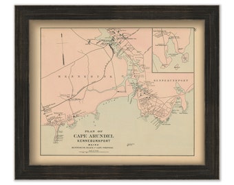 Cape Arundell, KENNEBUNKPORT, Maine 1890 Map, Replica or GENUINE ORIGINAL