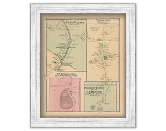 Villages of THETFORD, Vermont 1877 Map - Replica or Genuine Original