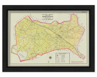 BRIGHTON and ALLSTON, Boston, Massachusetts  1895 Map