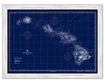 HAWAIIAN ISLANDS - 1917 Nautical Chart Blueprint