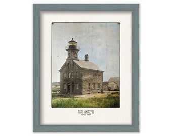 Block Island's North Light, Rhode Island -  Colorized Old Photo circa 1890