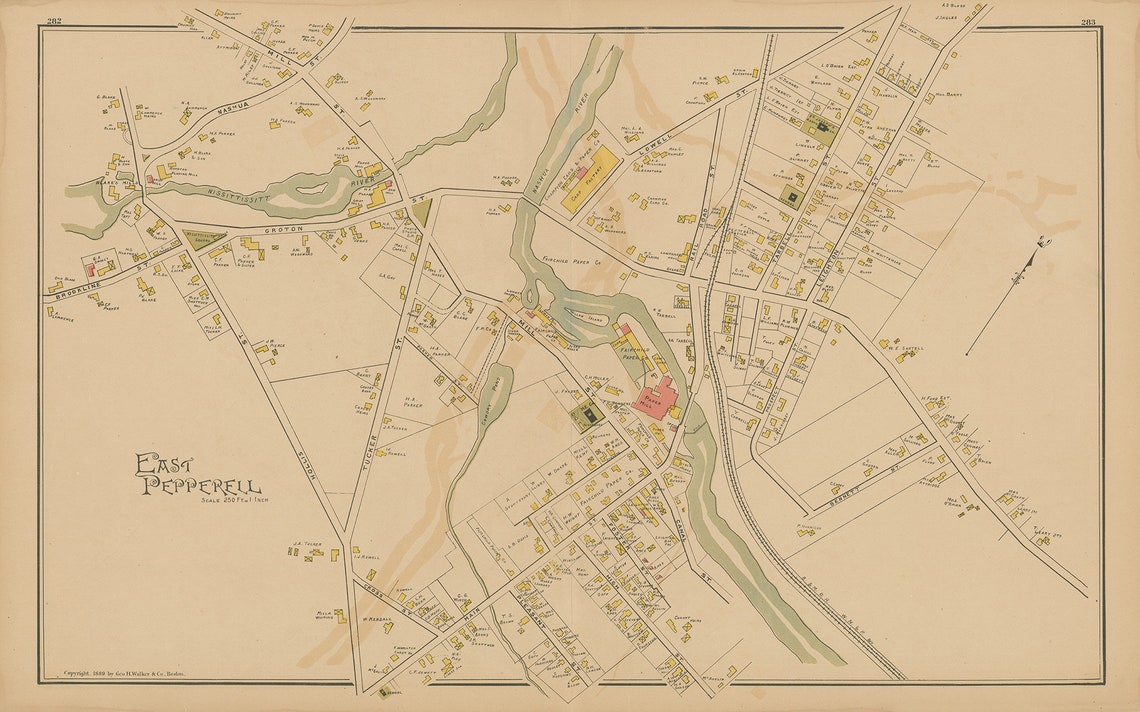 EAST PEPPERELL Massachusetts 1889 Map Replica or Genuine Etsy