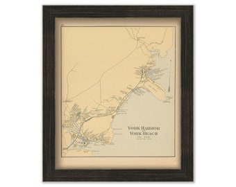 YORK Harbor, Maine 1890 Map, Replica or GENUINE ORIGINAL