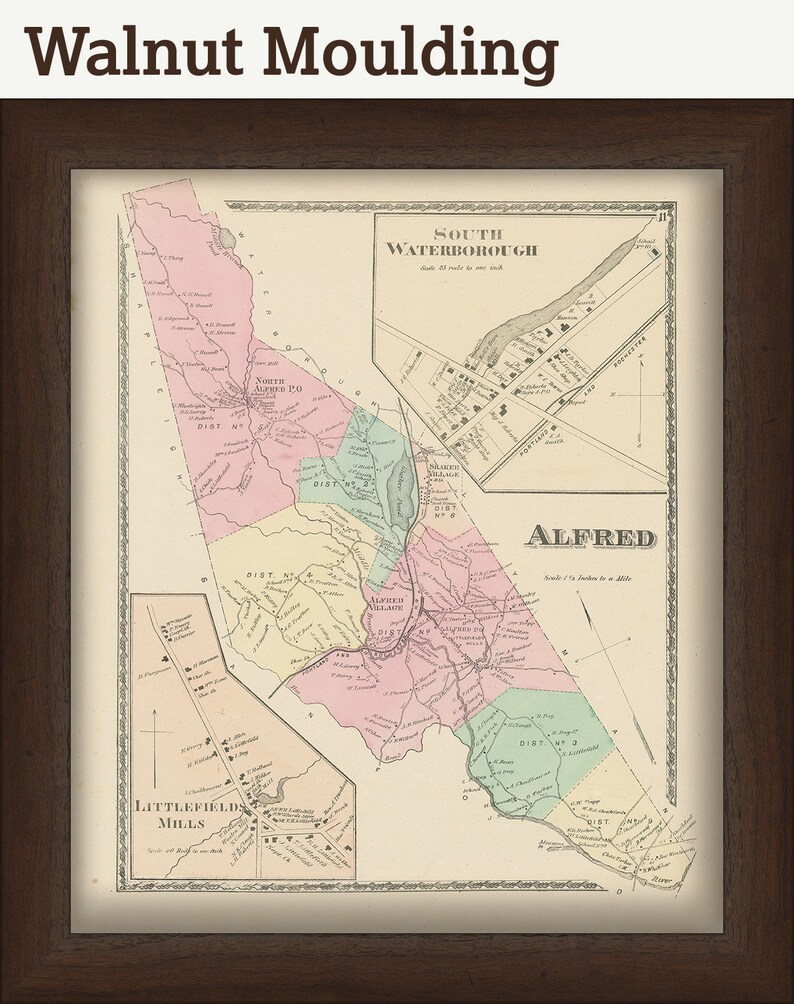 Town of ALFRED, Maine 1872 Map - Etsy