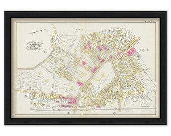 DORCHESTER, Massachusetts 1889 map, Plate 1 - Dudley St, Cottage St - Replica or GENUINE ORIGINAL
