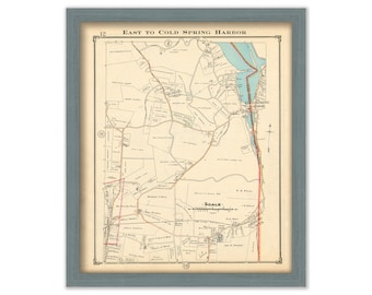 East to Cold Spring Harbor, Nassau County Long Island, Antique Map Reproduction - Plate 12