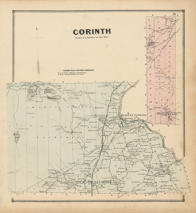 CORINTH New York 1866 Map Replica or GENUINE ORIGINAL Etsy
