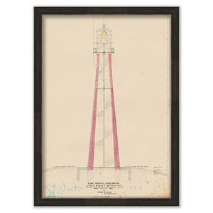 CAPE FLORIDA LIGHTHOUSE, Florida  - Drawing and Plan of the Lighthouse as it was in 1853.
