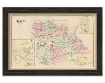 Flushing, New York 1873 Map, Replica or GENUINE ORIGINAL