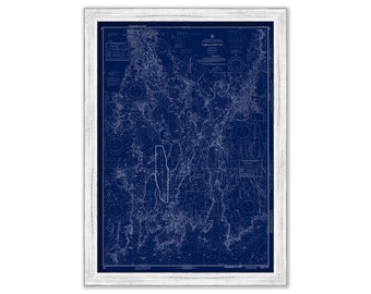 NARRAGANSETT BAY, Rhode Island - Blueprint Nautical Chart by NOAA 1972