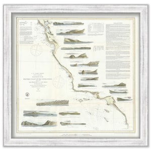 Western Coast of the United States - San Diego to San Francisco, California  -  1853 Nautical Chart