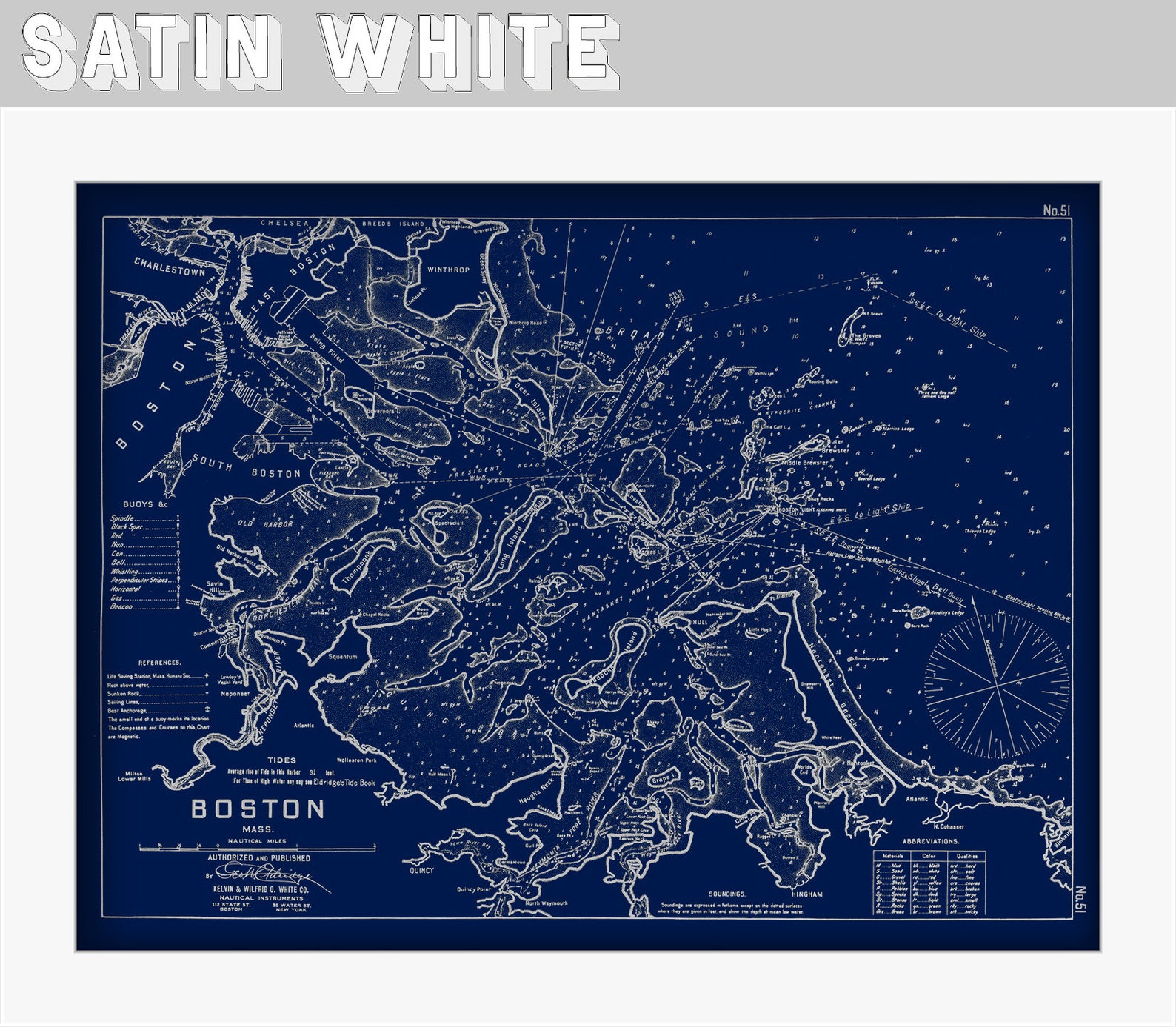 Boston Harbor Blue Print Nautical Chart by W. Eldridge 1901 Etsy