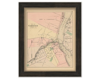 GARDNER, Maine 1890 Map, Replica or GENUINE ORIGINAL