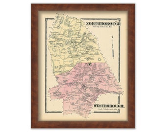 Towns of NORTHBOROUGH and WESTBOROUGH, Massachusetts 1870 Map